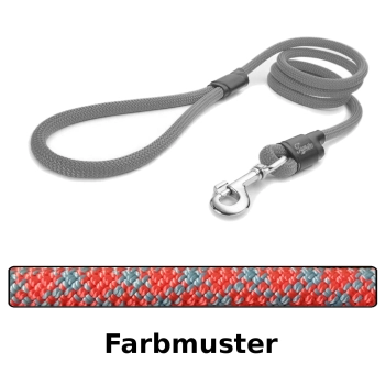 klassische Hundeleine - L - 115cm - rot und graue Kreuze
